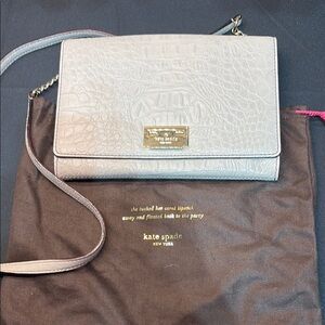Kate Spade Gray Croc-Embossed Crossbody Bag